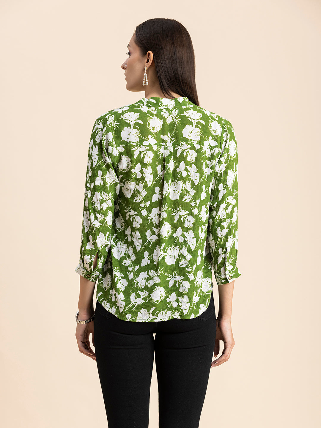 Mandarin Collar Rayon Top