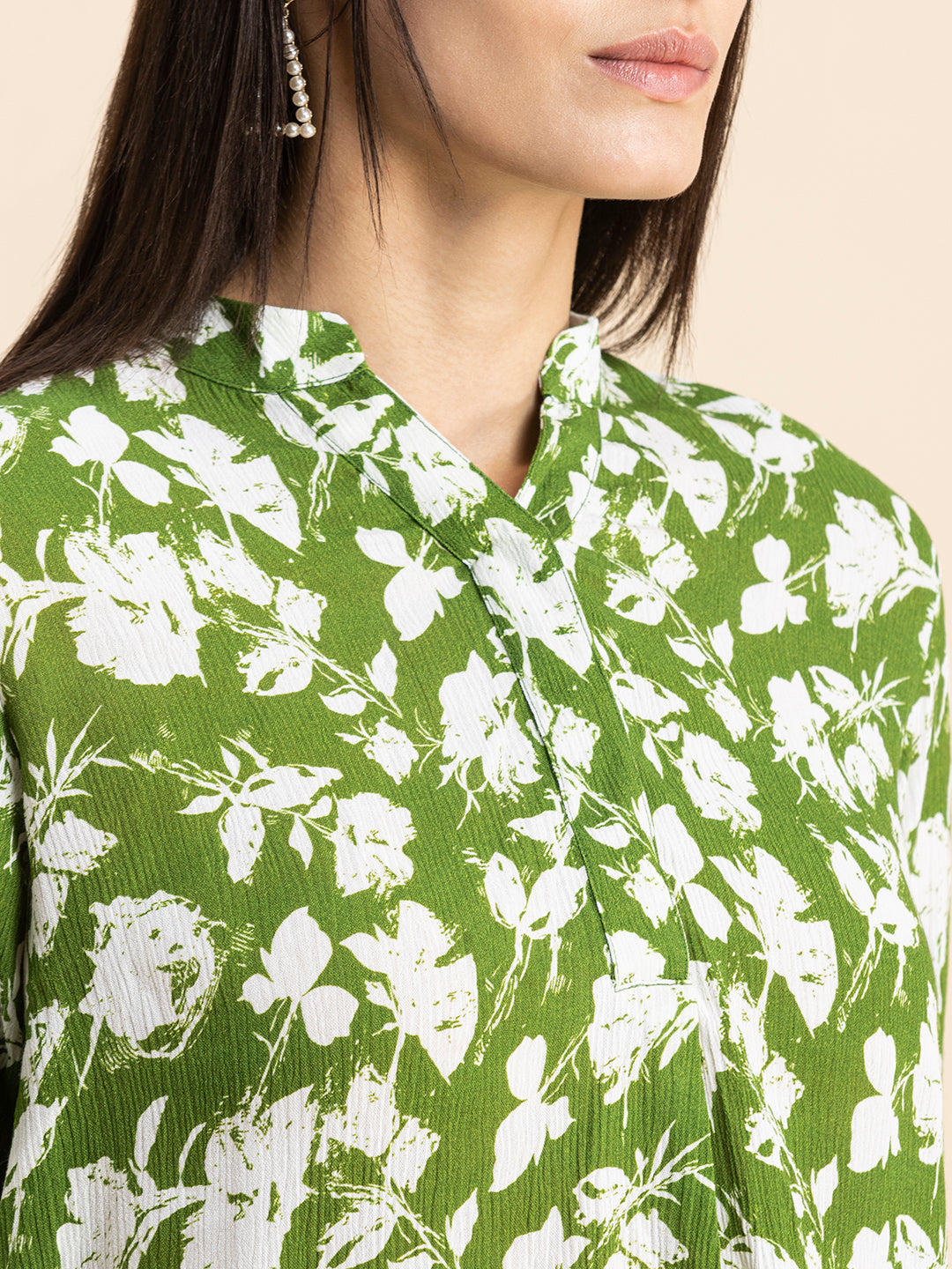 Mandarin Collar Rayon Top