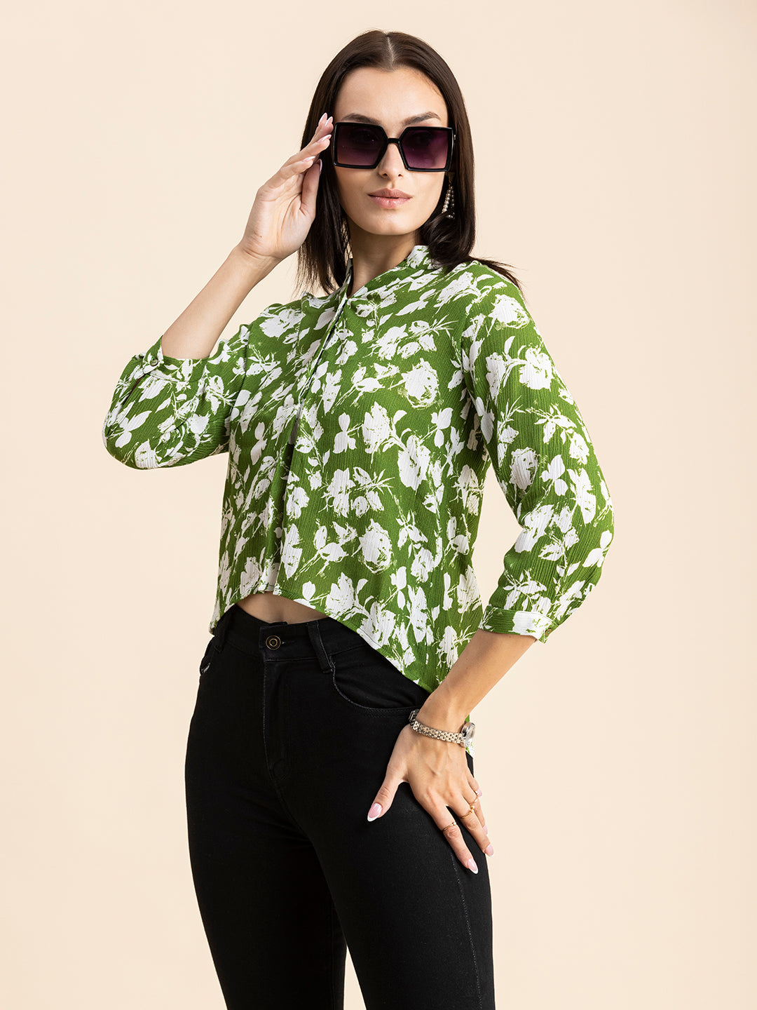 Mandarin Collar Rayon Top