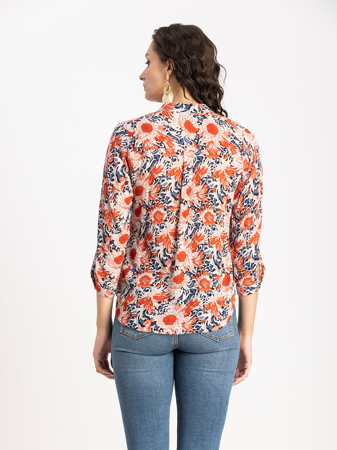 Mandarin Collar Rayon Top