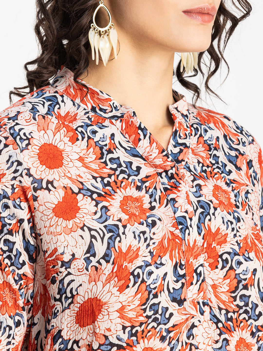 Mandarin Collar Rayon Top