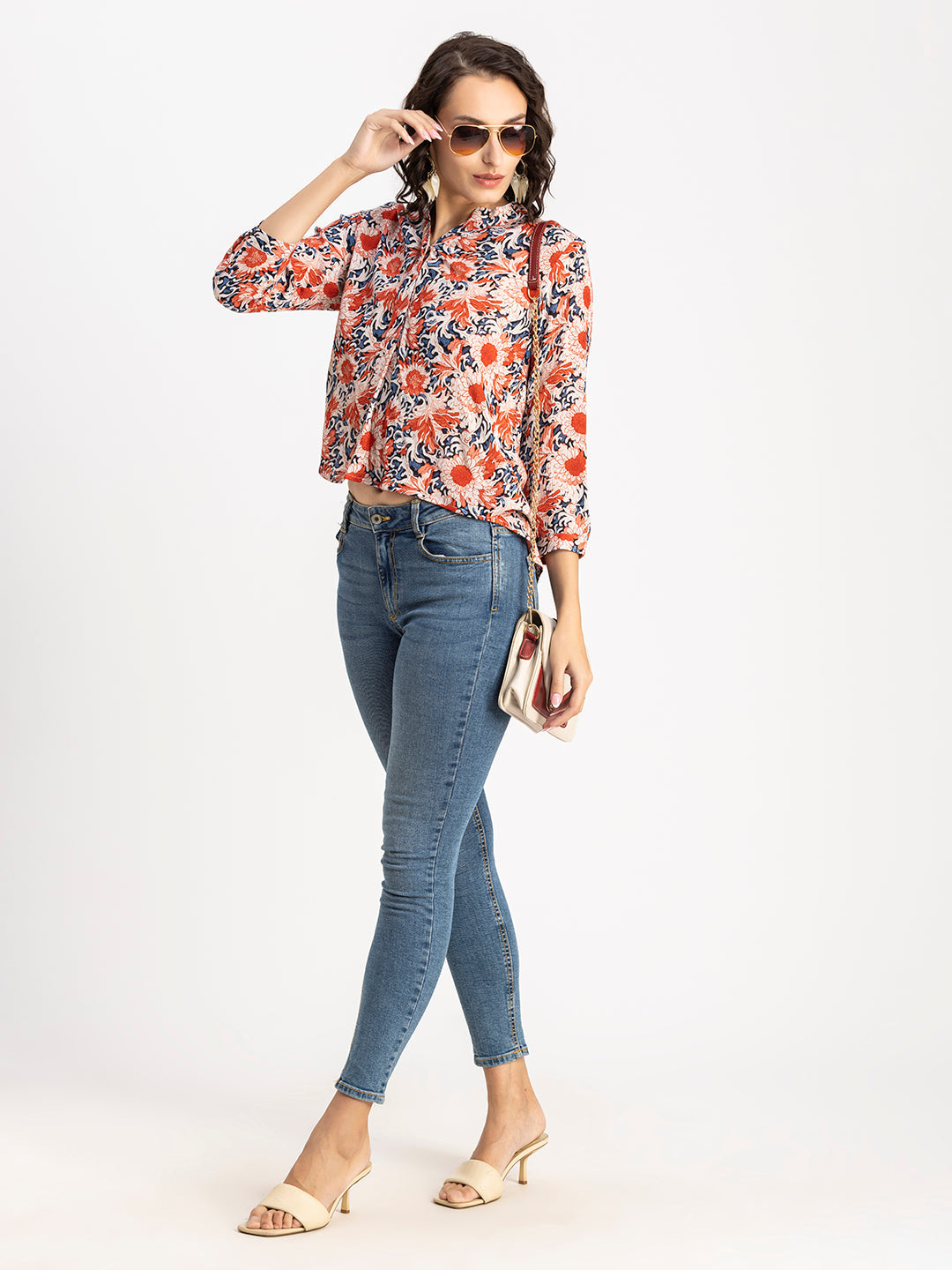 Mandarin Collar Rayon Top