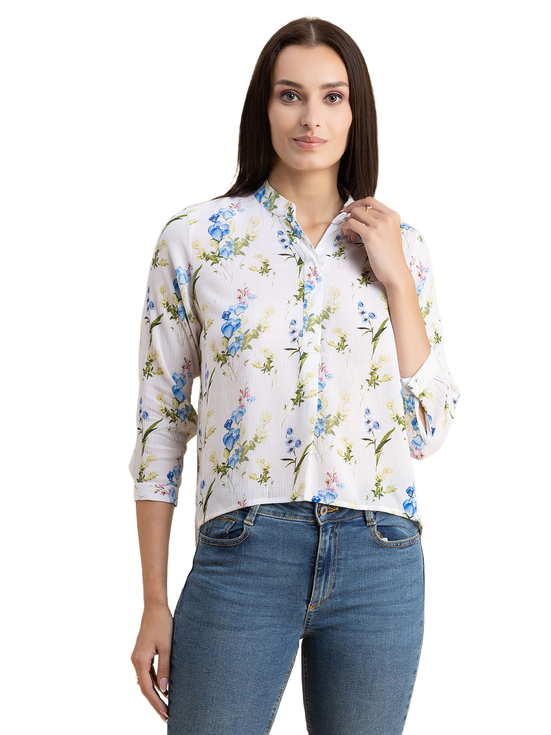 Mandarin Collar Rayon Top