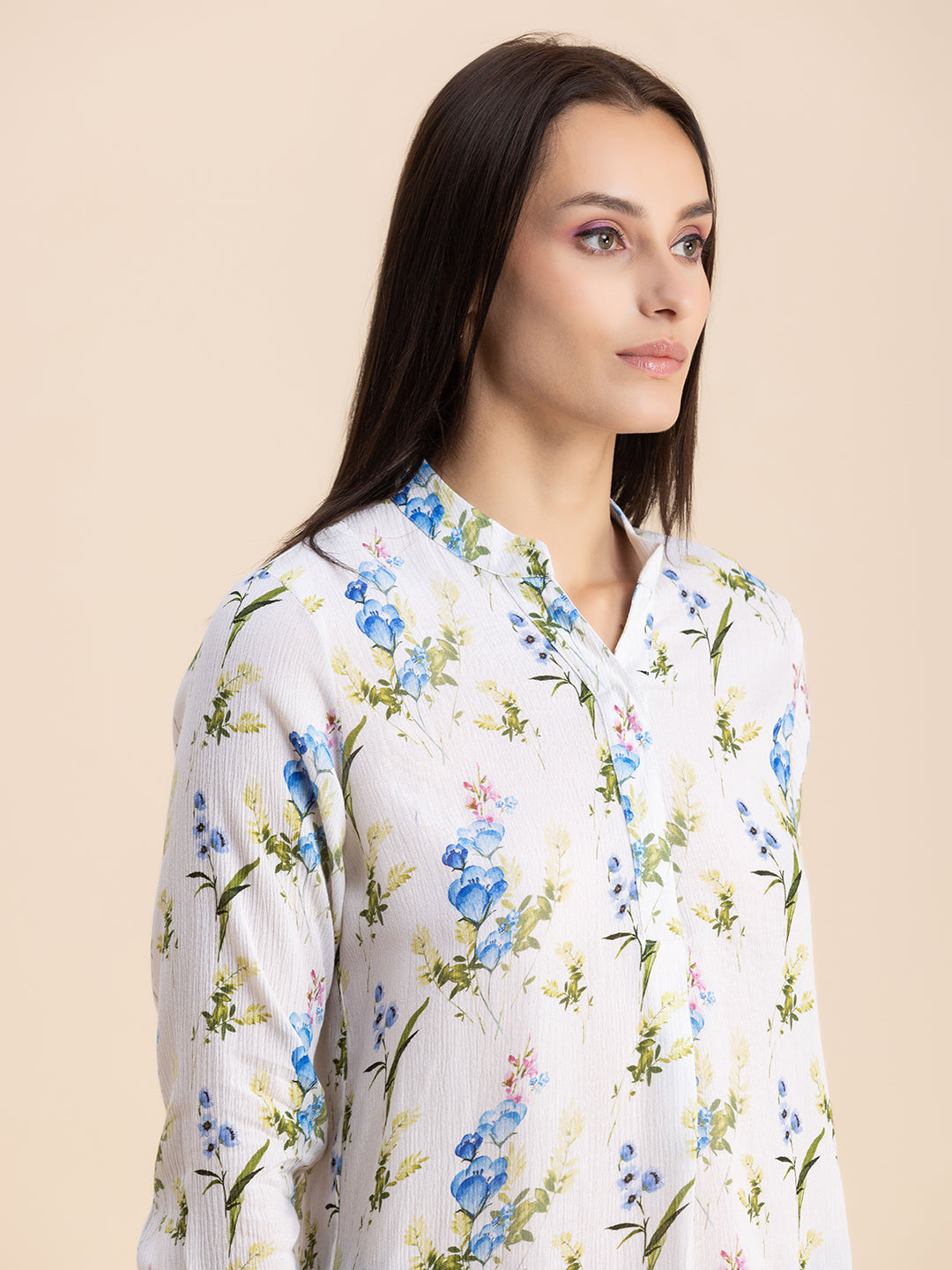 Mandarin Collar Rayon Top