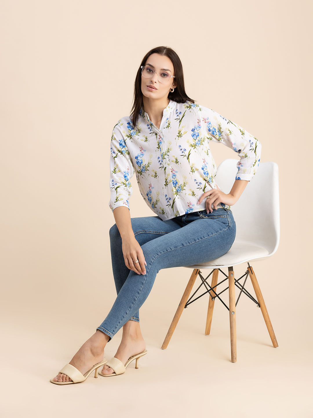 Mandarin Collar Rayon Top