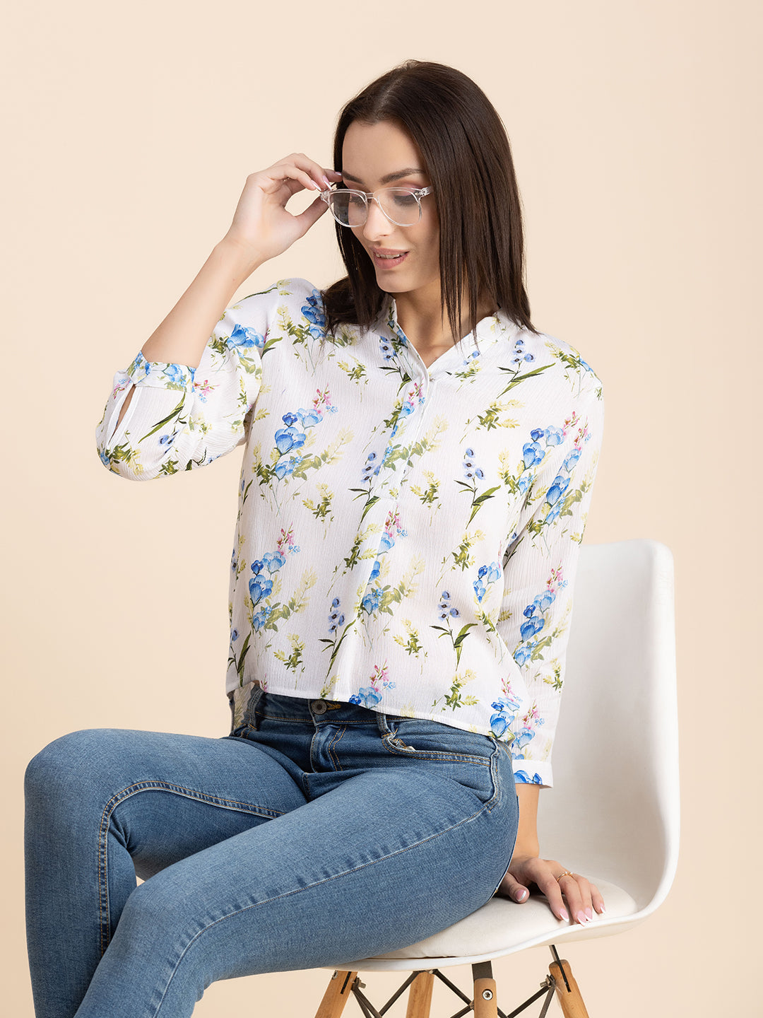 Mandarin Collar Rayon Top