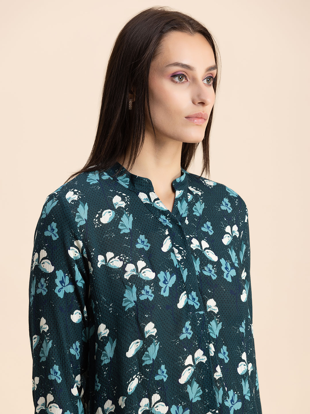 Mandarin Collar Rayon Top