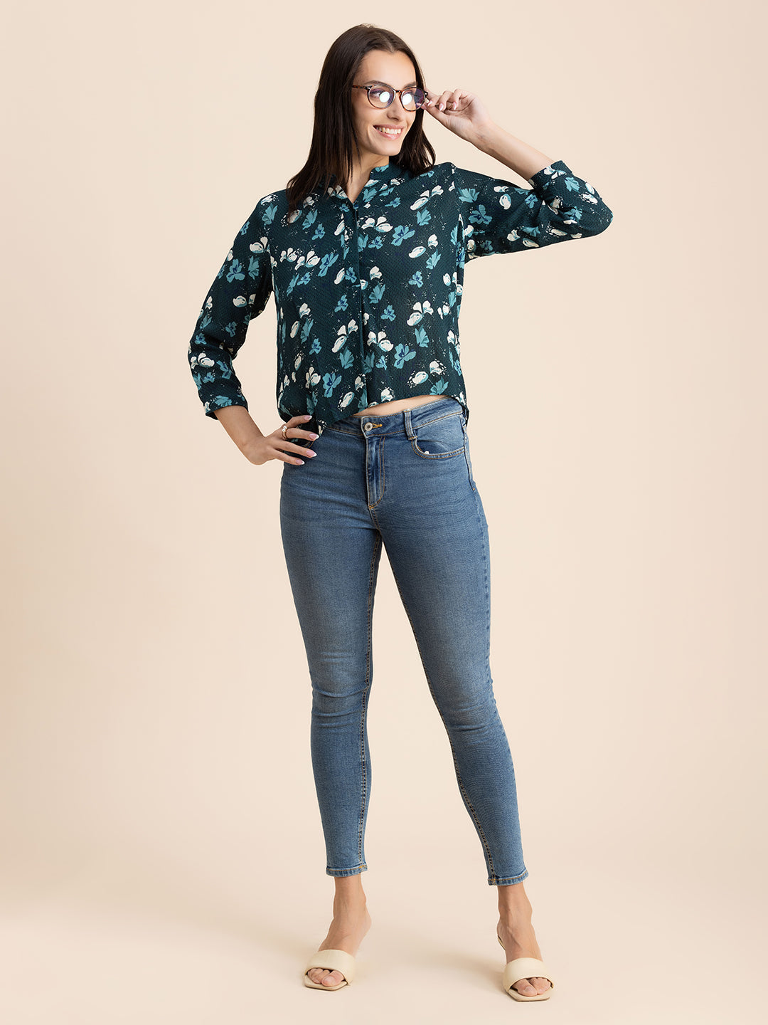 Mandarin Collar Rayon Top