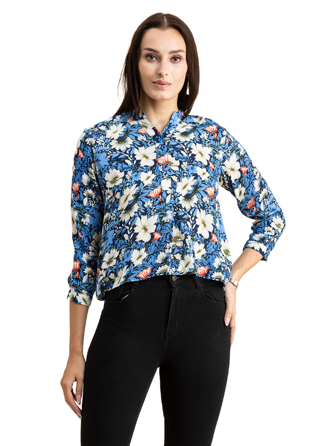 Mandarin Collar Rayon Top