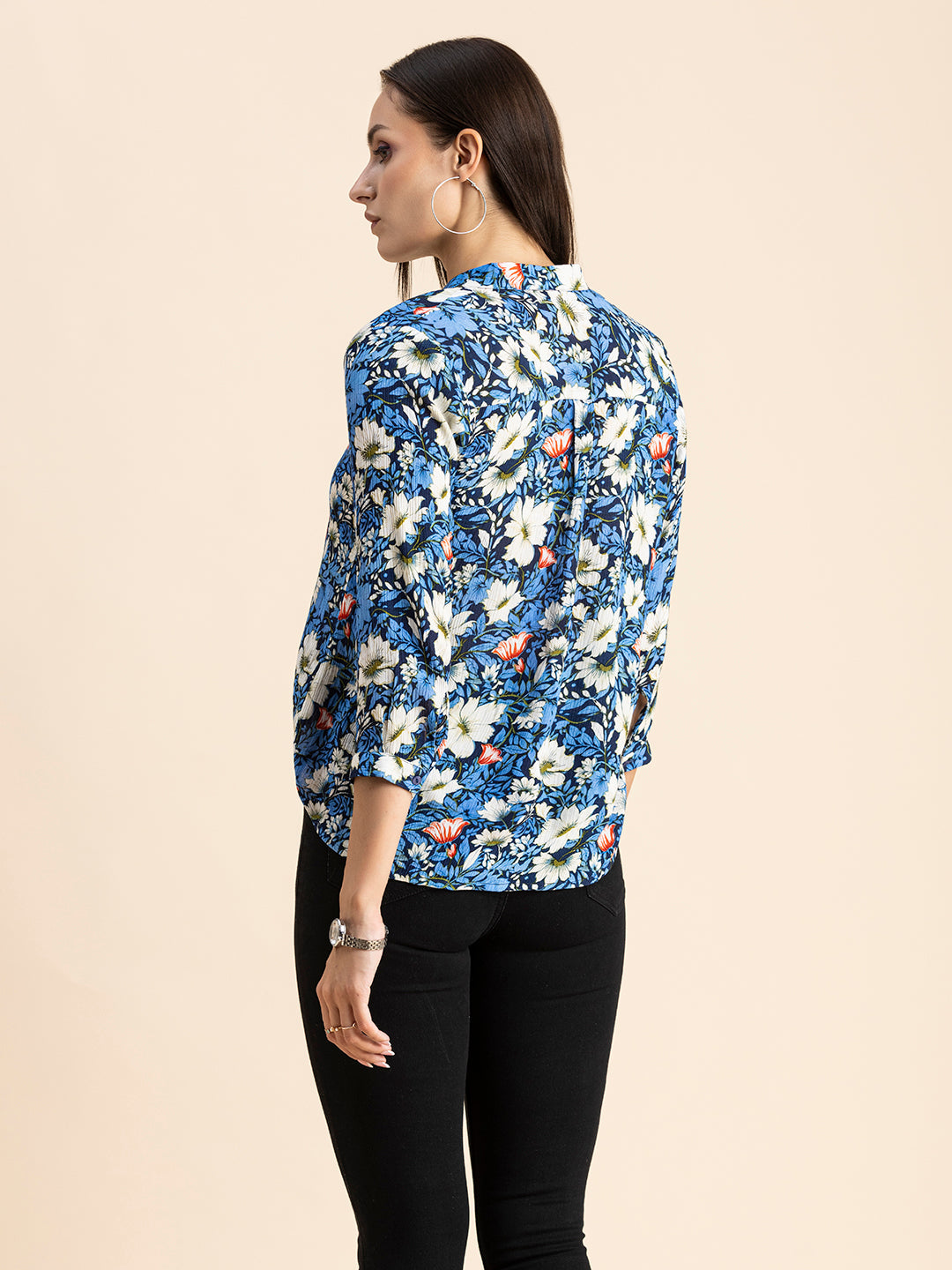 Mandarin Collar Rayon Top