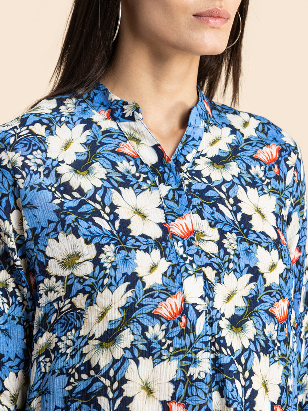 Mandarin Collar Rayon Top