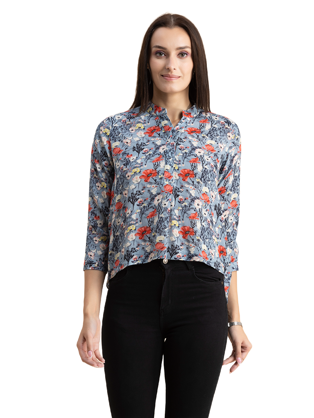 Mandarin Collar Rayon Top