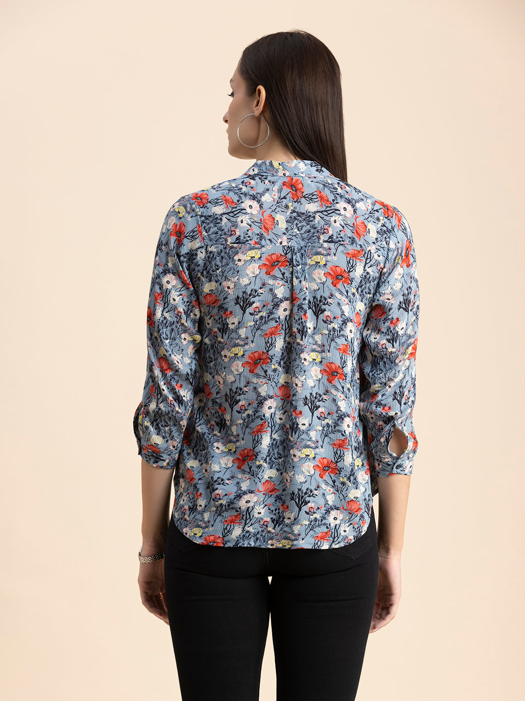 Mandarin Collar Rayon Top