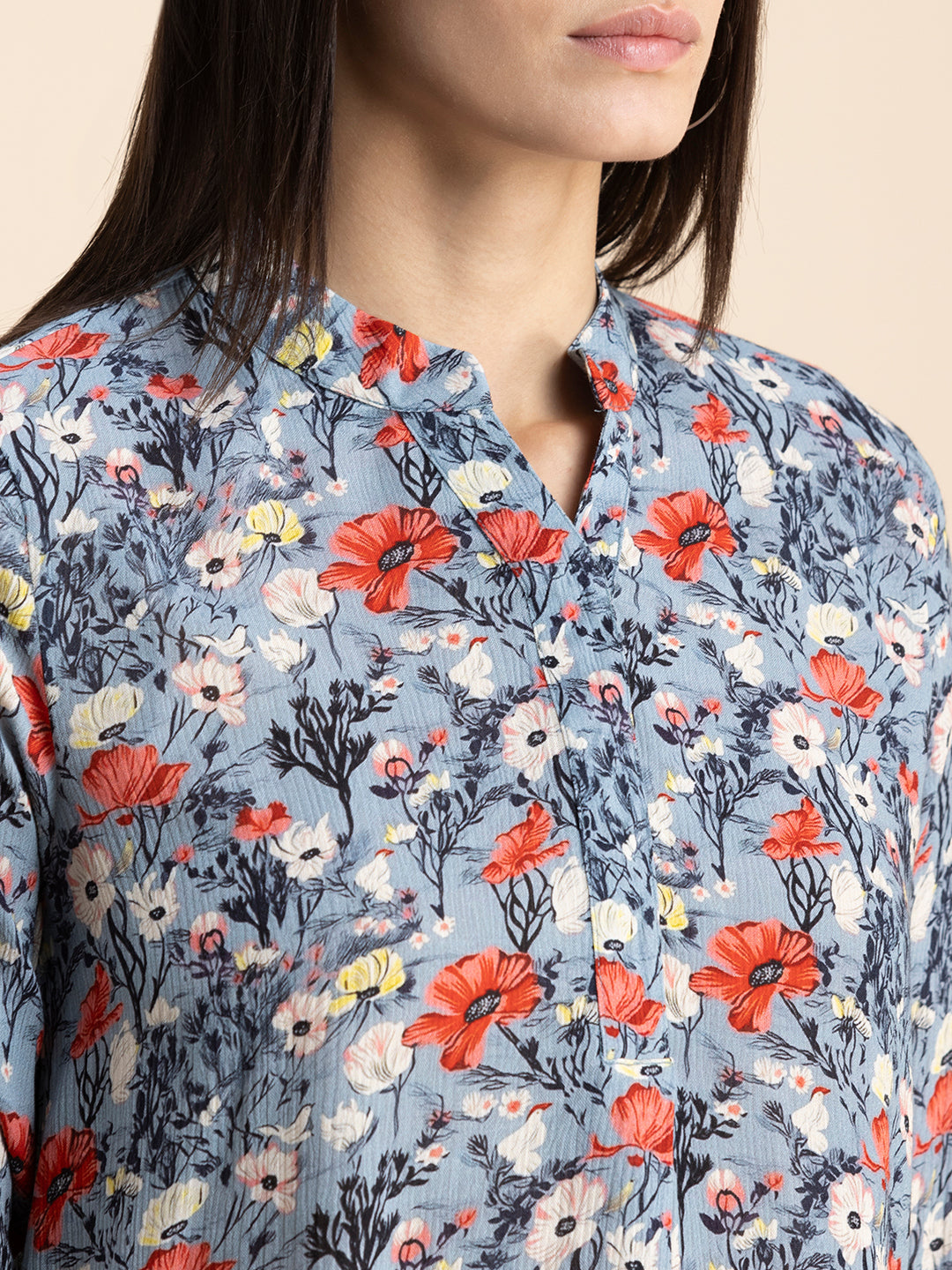 Mandarin Collar Rayon Top