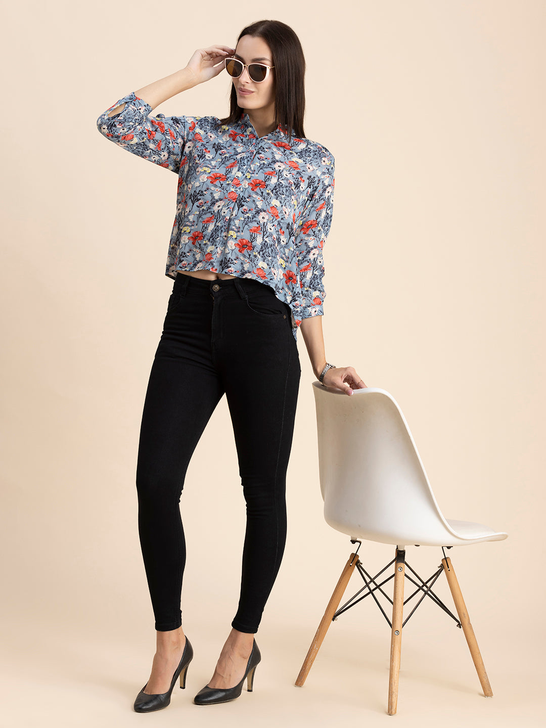 Mandarin Collar Rayon Top