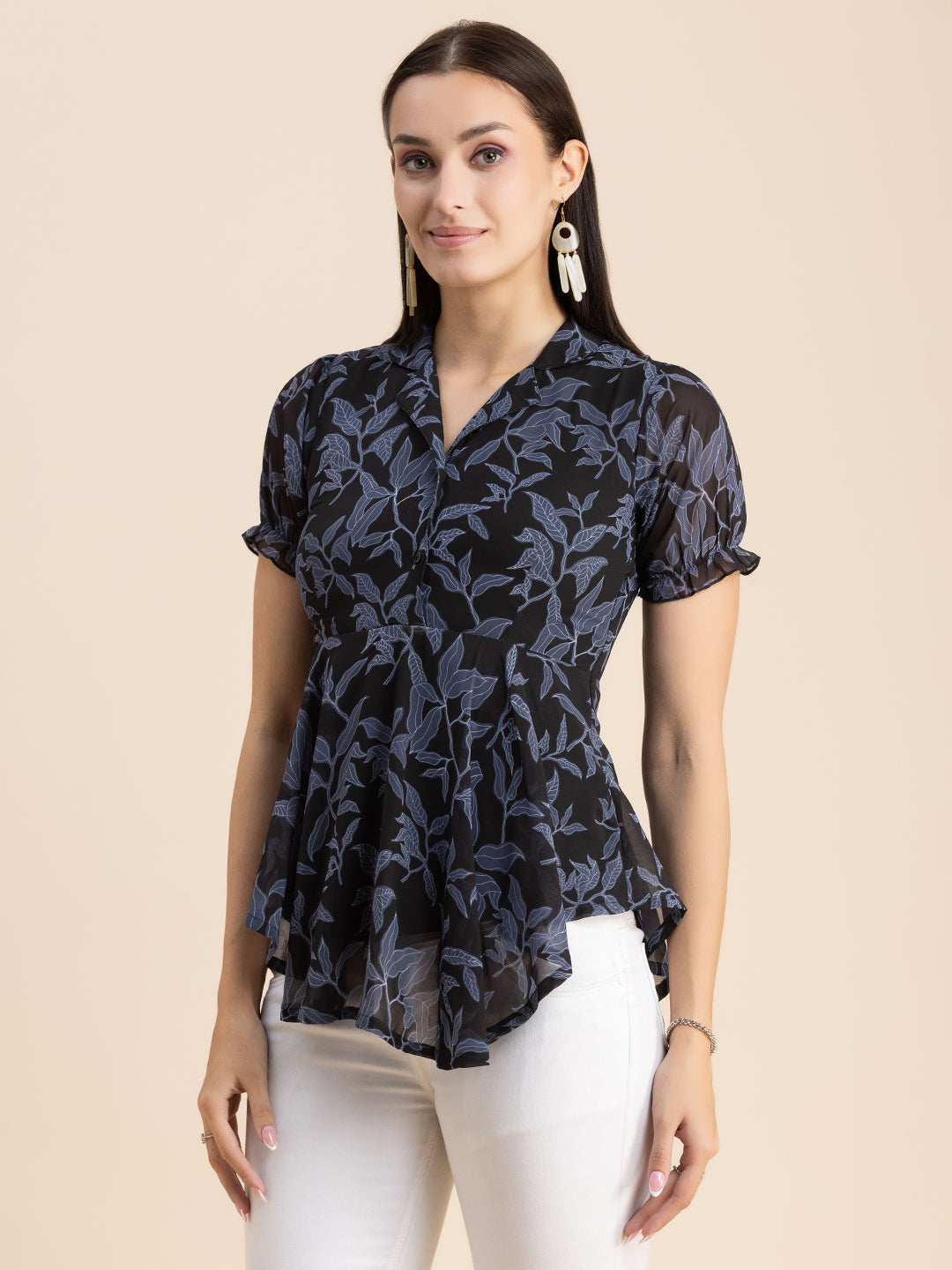 Flared Short Puff Sleeve