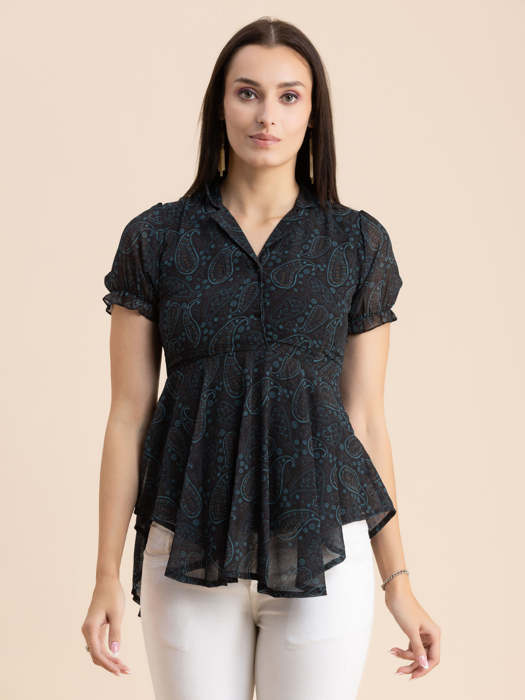 Flared Short Puff Sleeve