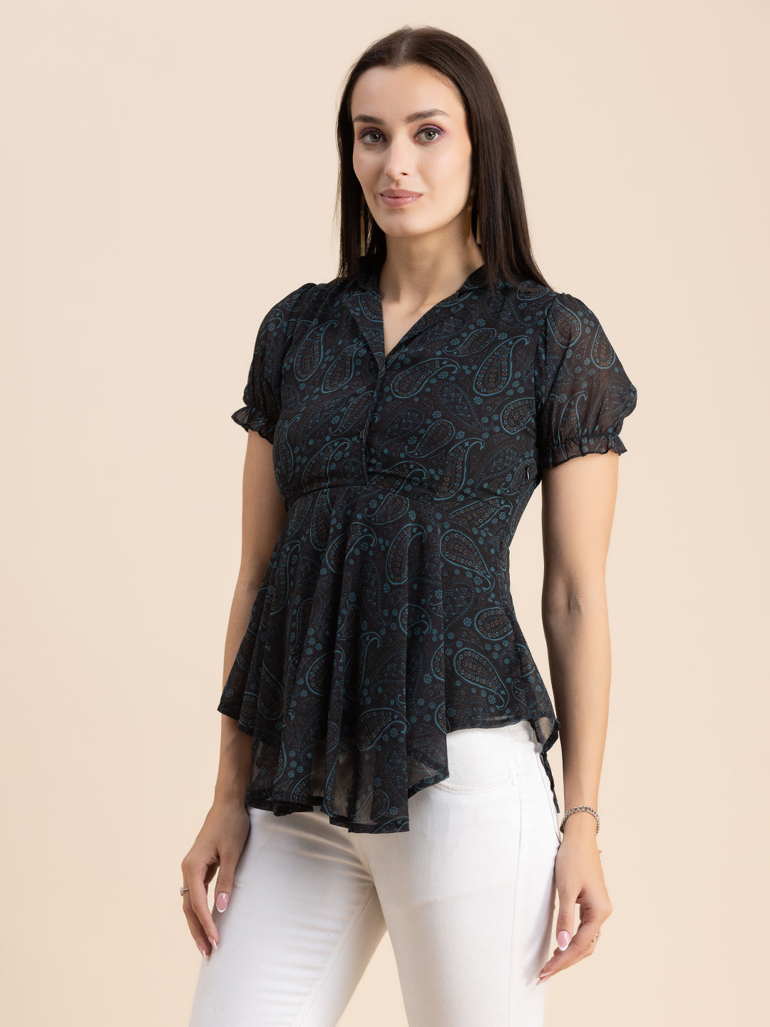 Flared Short Puff Sleeve