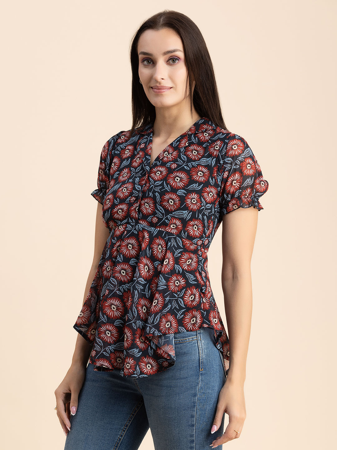 Flared Short Puff Sleeve
