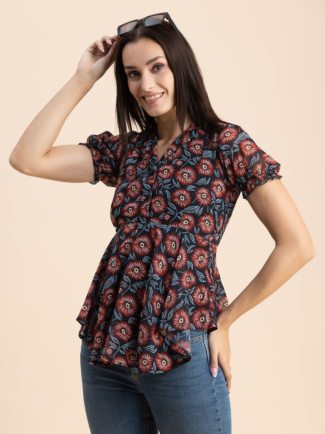 Flared Short Puff Sleeve