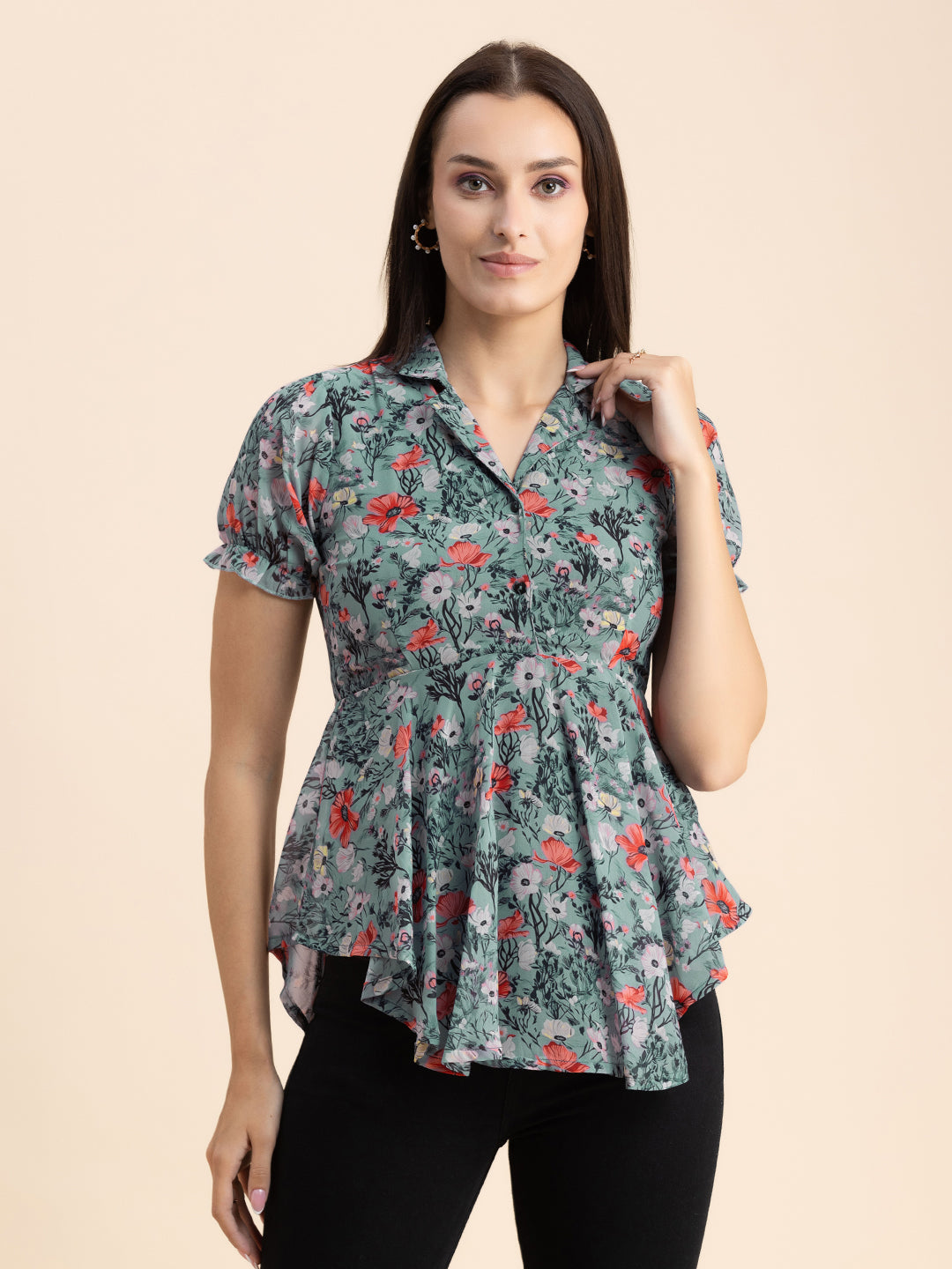 Flared Short Puff Sleeve