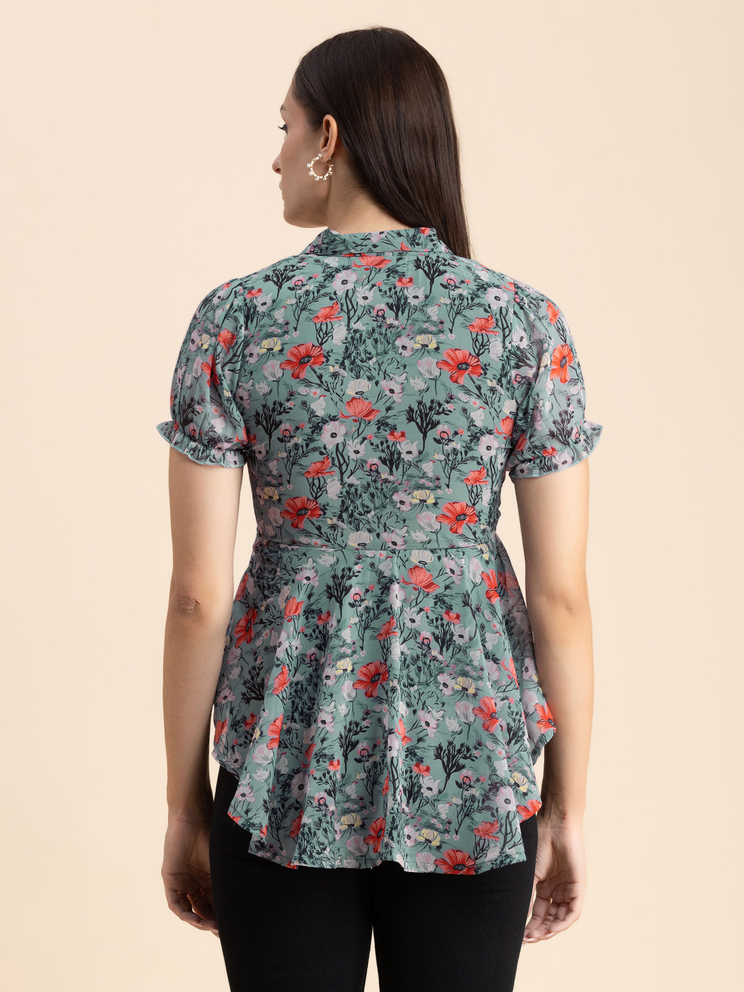 Flared Short Puff Sleeve