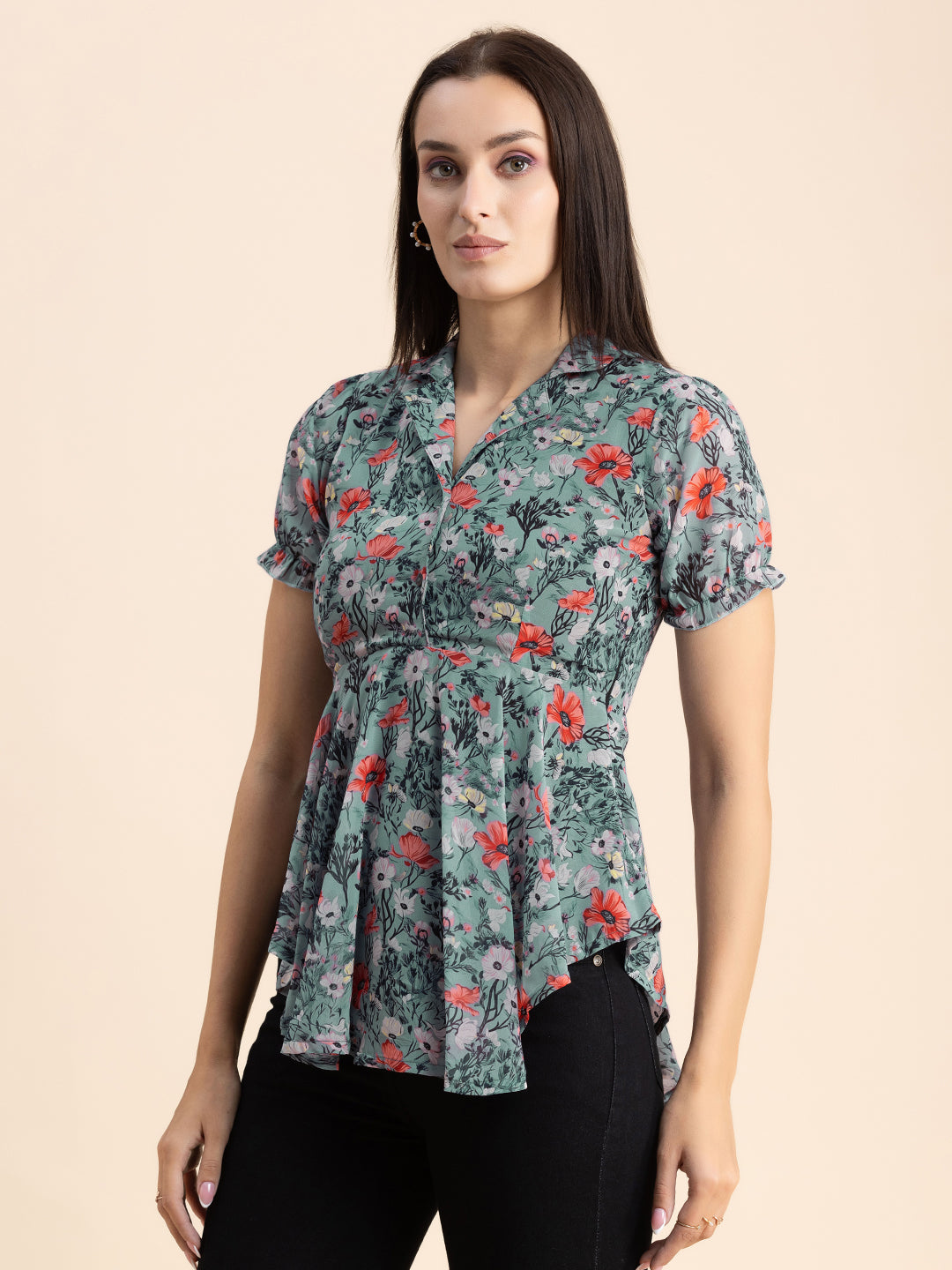 Flared Short Puff Sleeve
