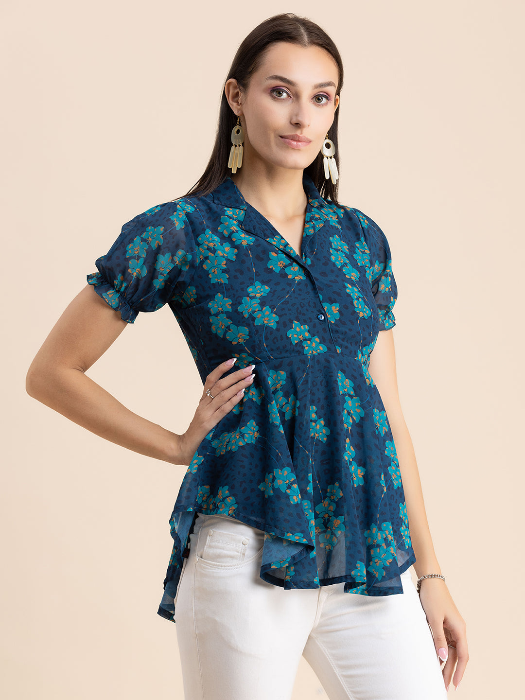 Flared Short Puff Sleeve