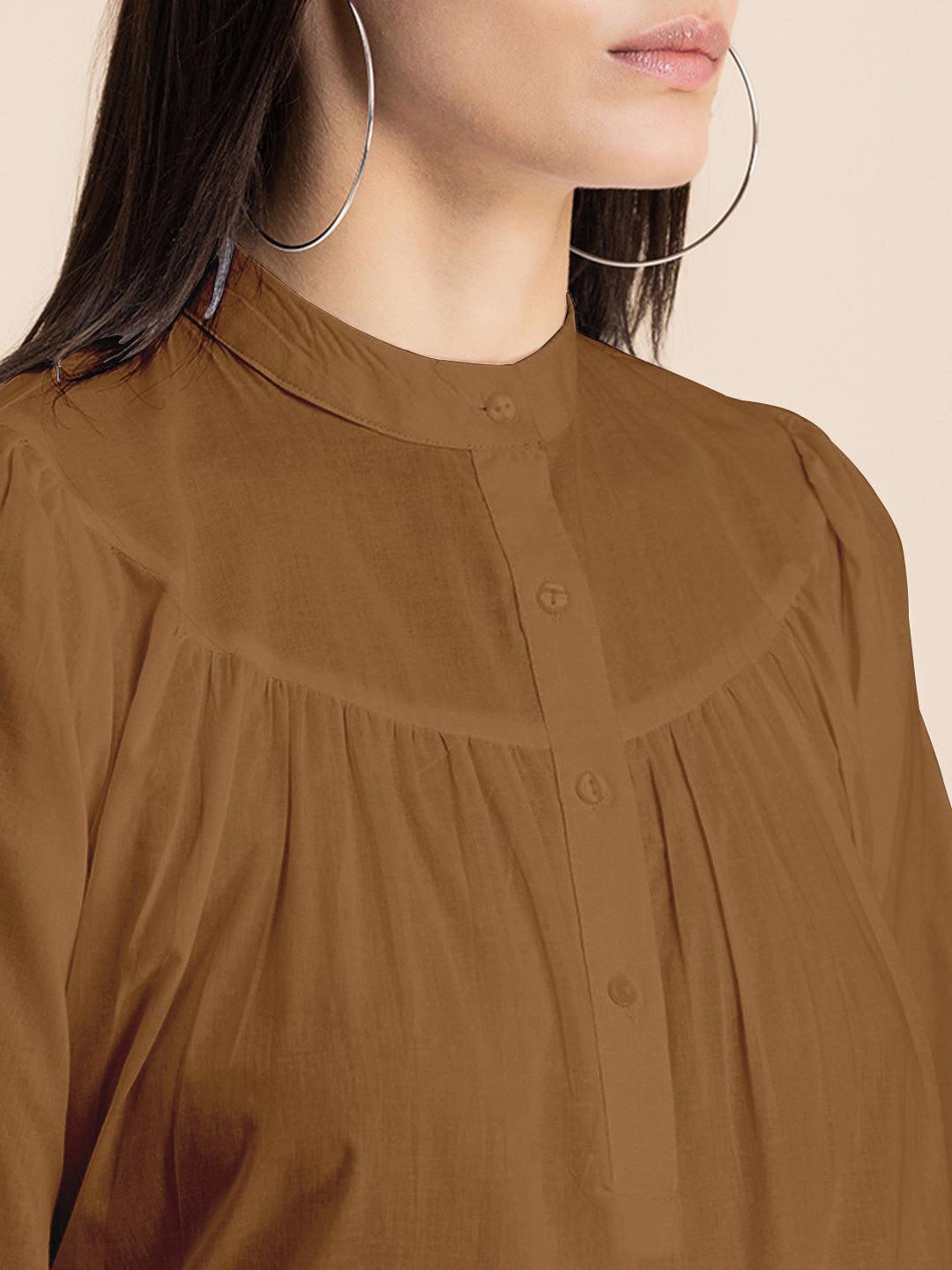 Printed Mandarin Collar