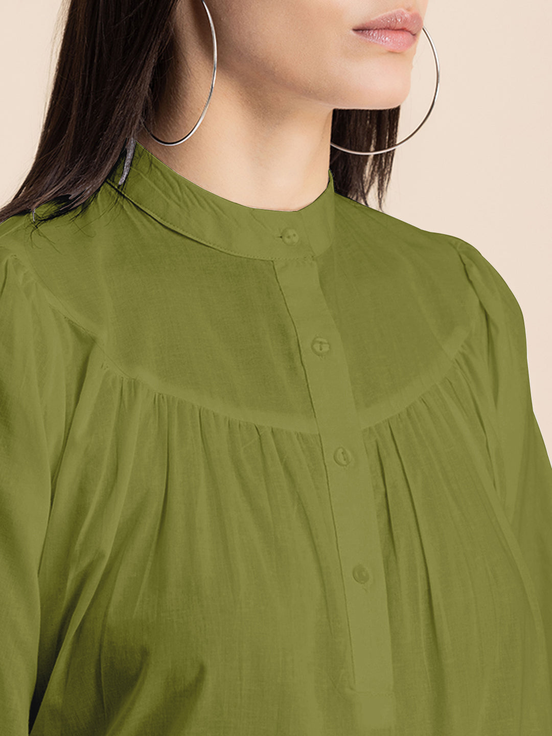 Printed Mandarin Collar