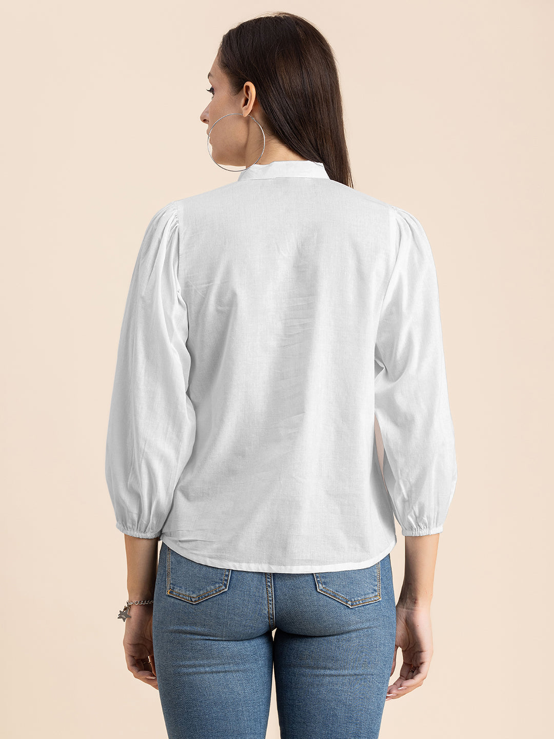 Printed Mandarin Collar