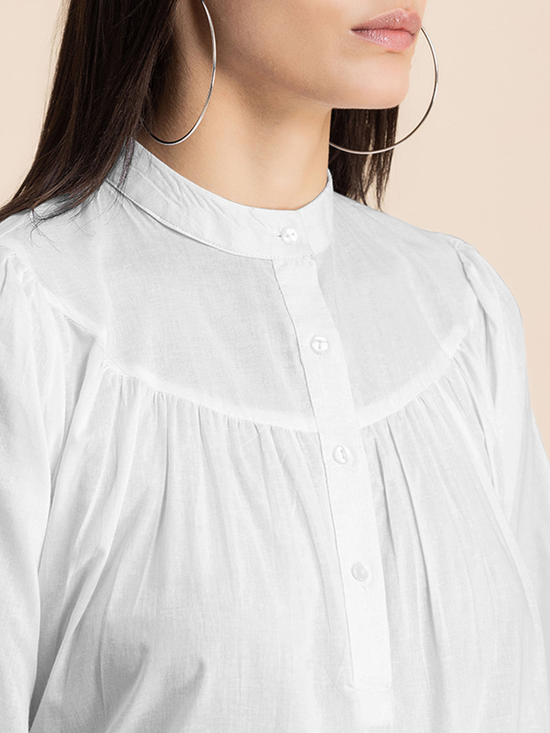 Printed Mandarin Collar