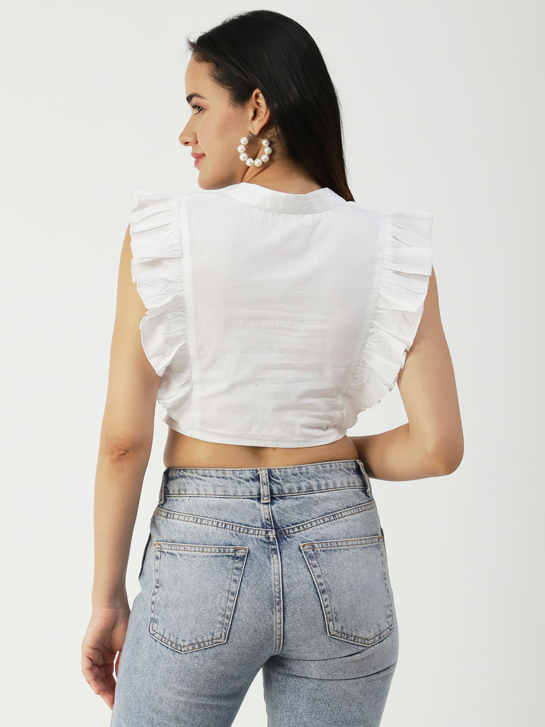 Button Down Solid Crop