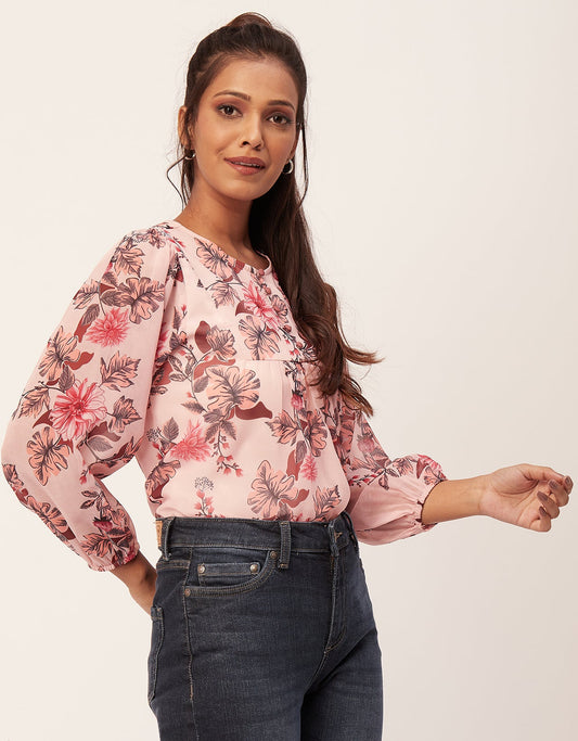 Round Neck Long Puff Sleeve