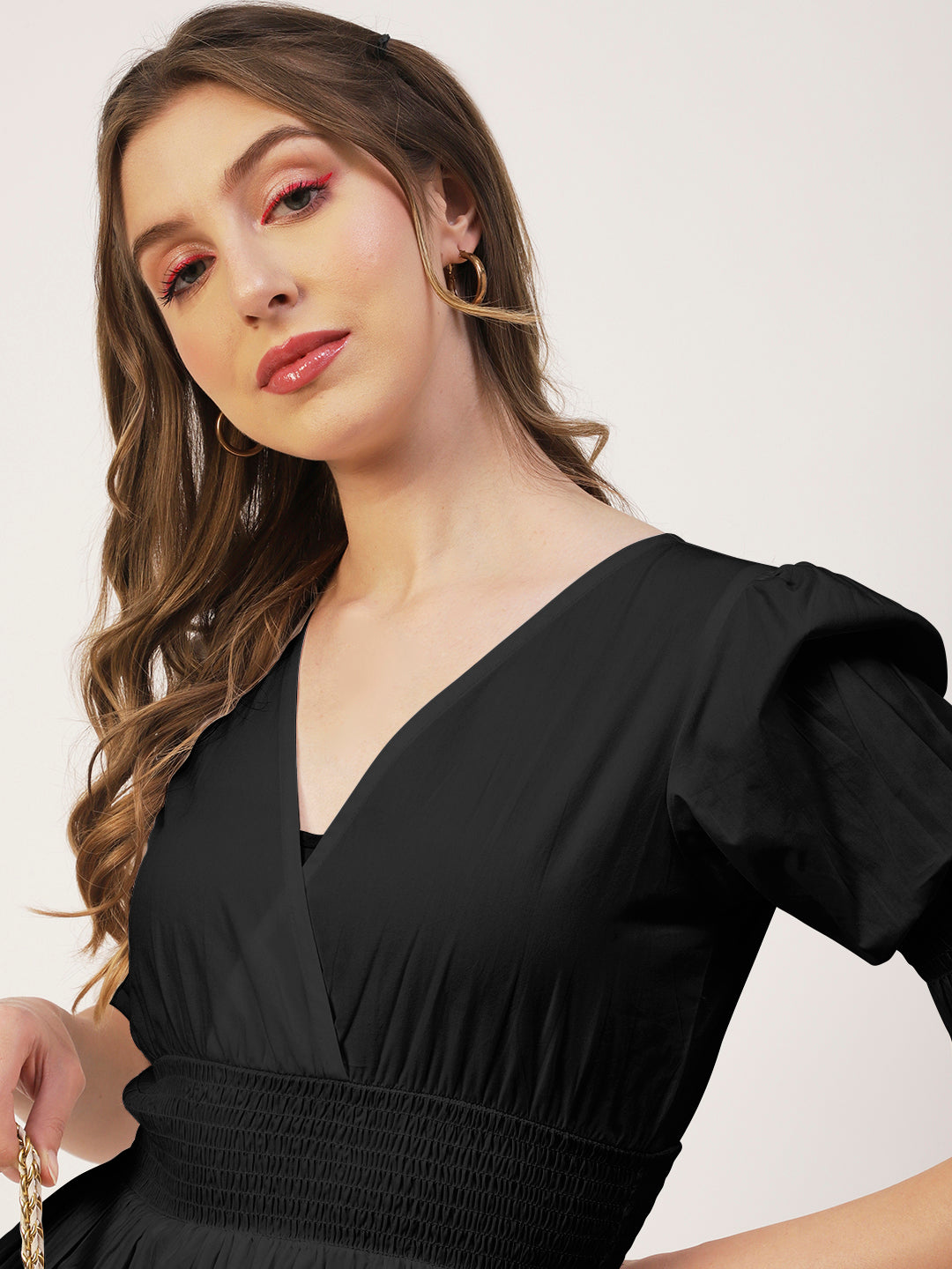 Solid Cotton Smocked Tops