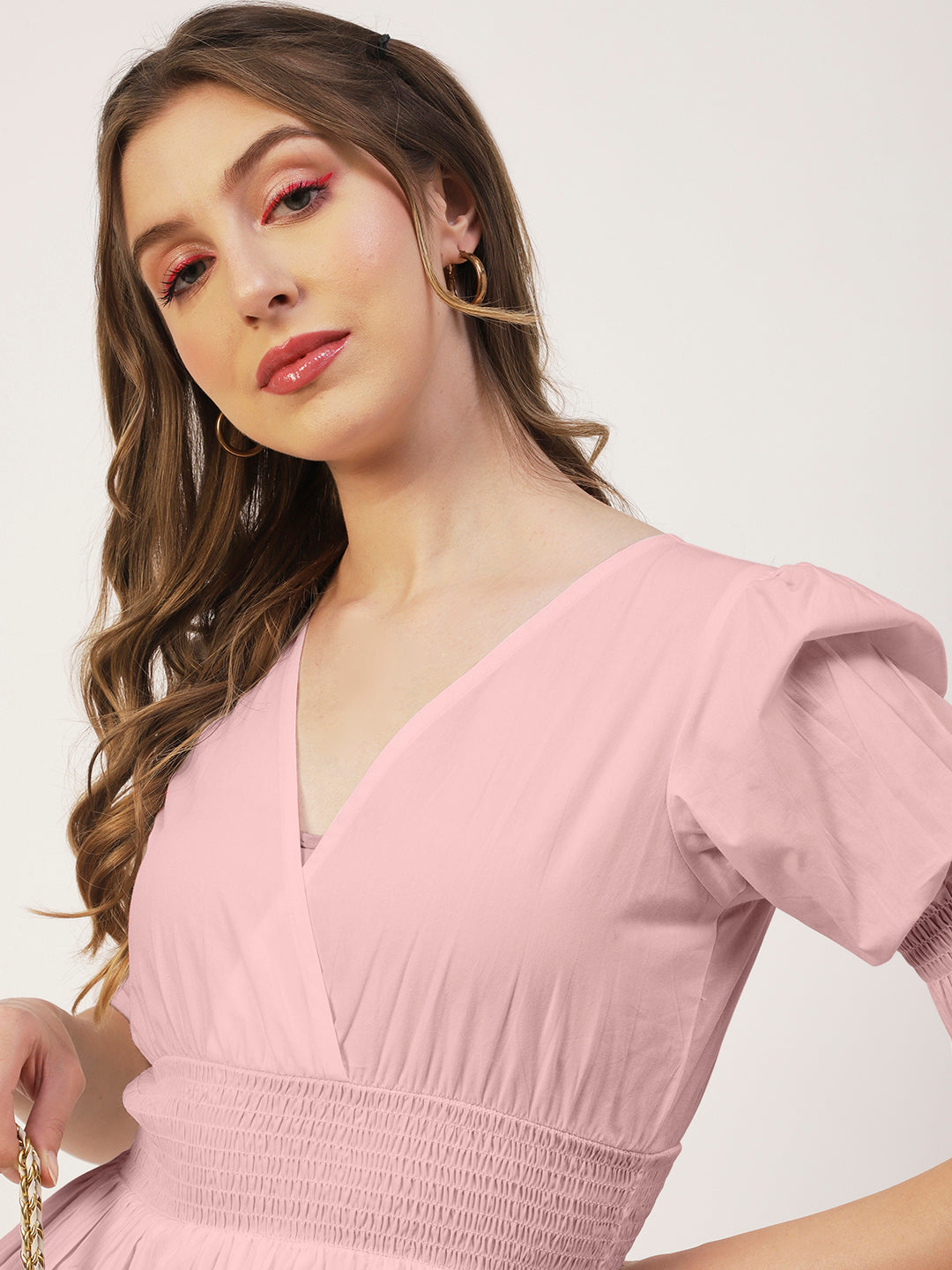 Solid Cotton Smocked Tops