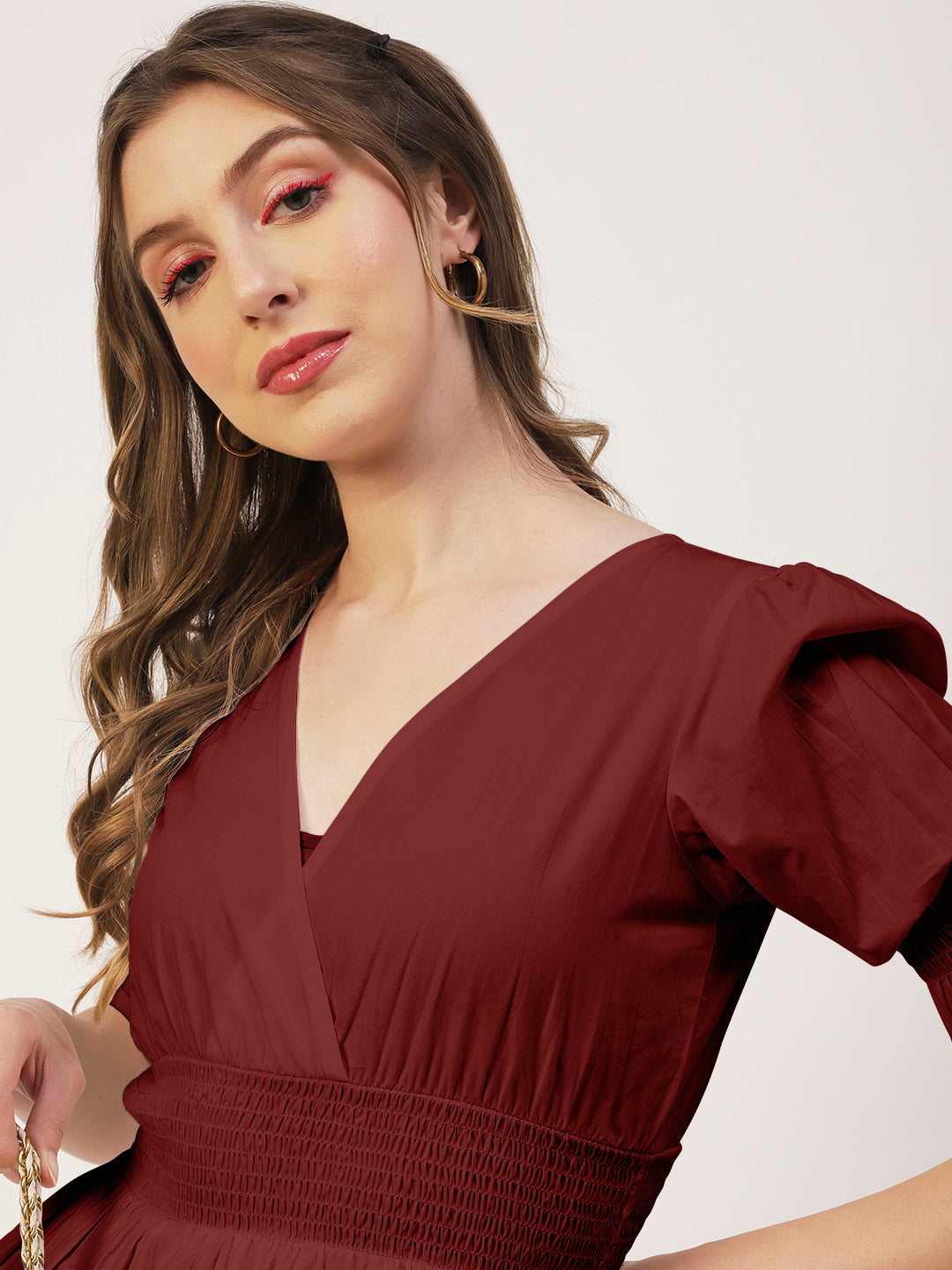 Solid Cotton Smocked Tops