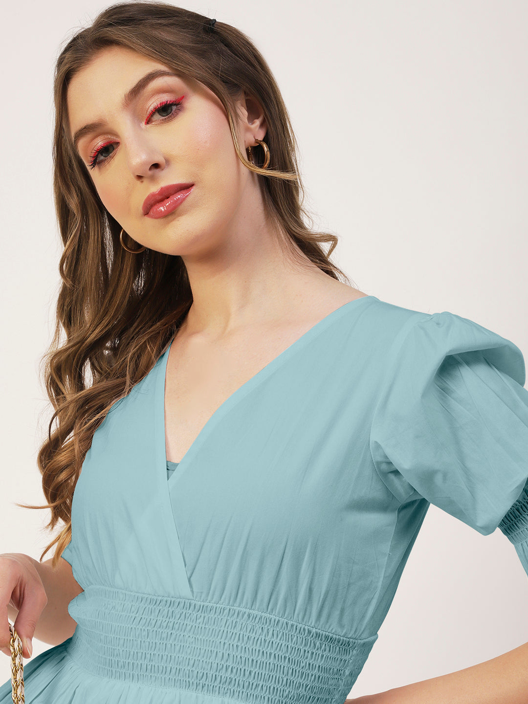 Solid Cotton Smocked Tops
