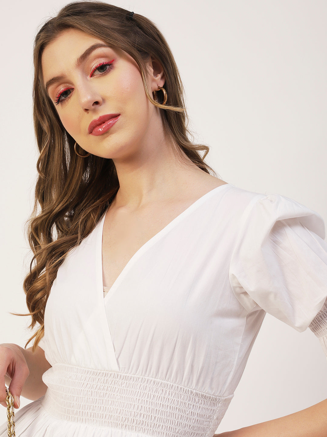 Solid Cotton Smocked Tops