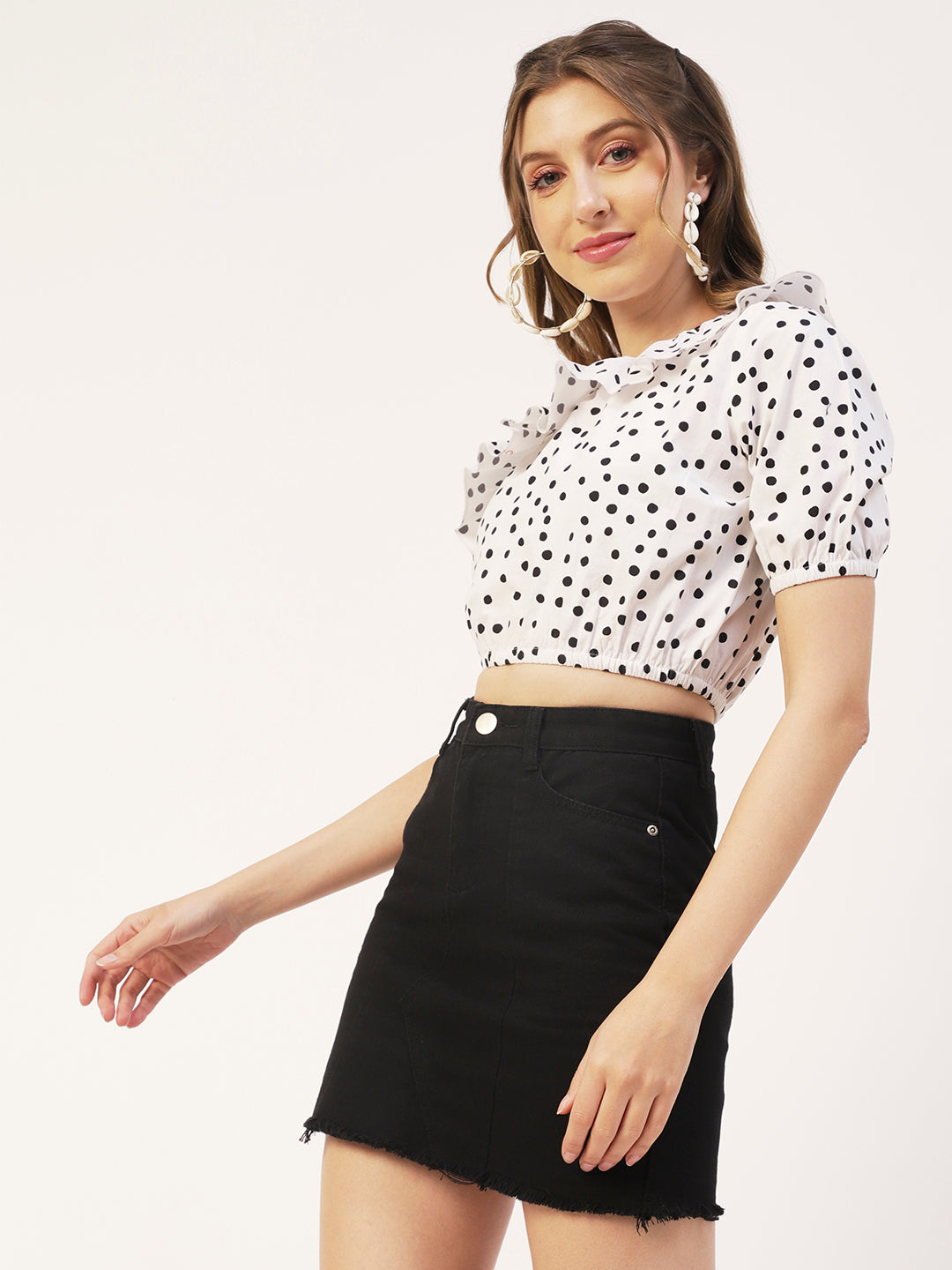 Printed One-Shoulder Crop