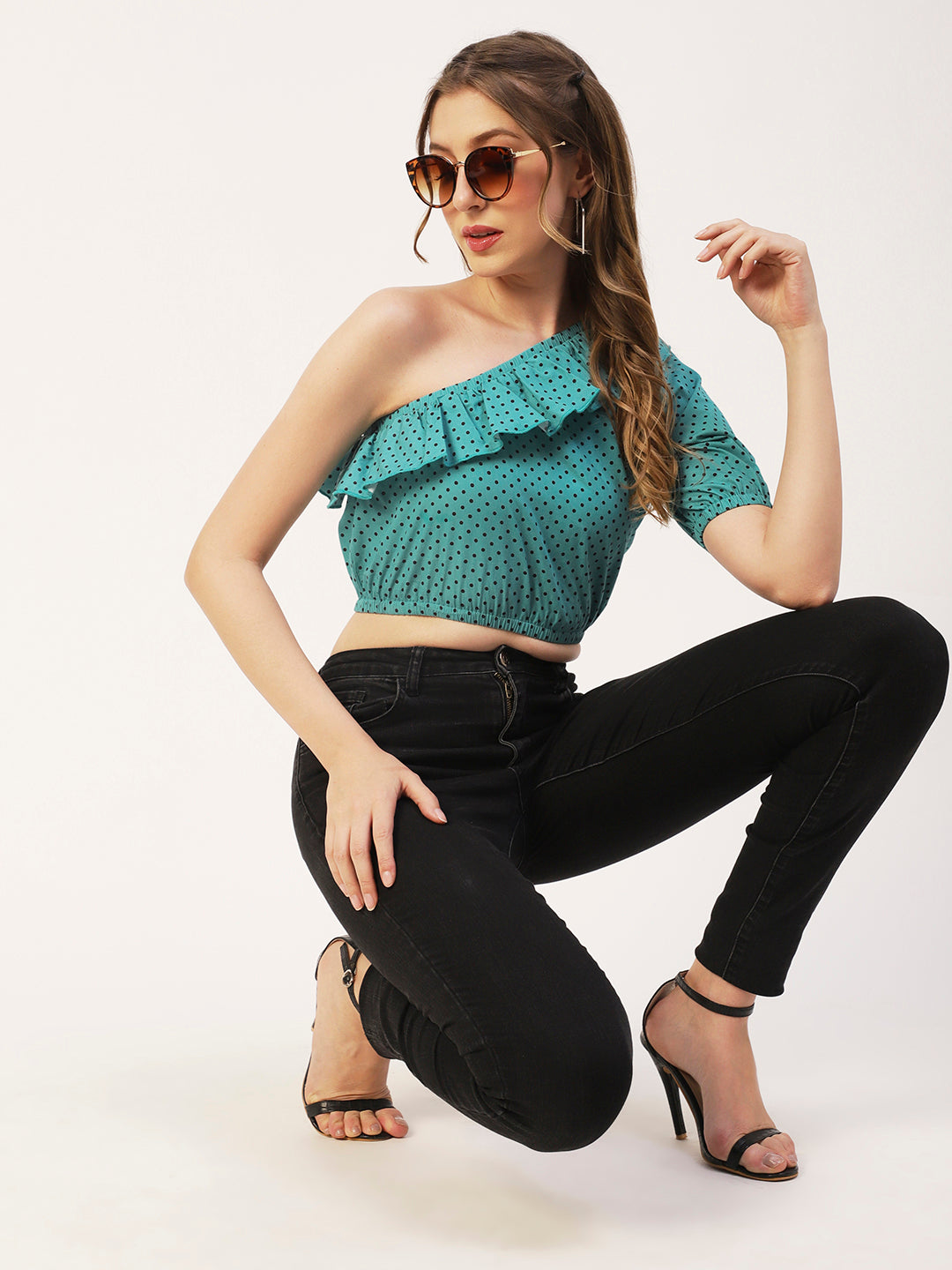 Printed One-Shoulder Crop