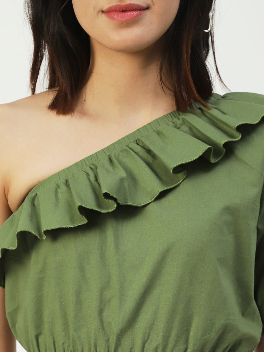 Printed One-Shoulder Crop