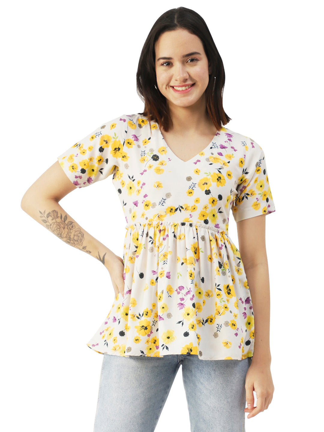 V-Neck Flared Summer Top