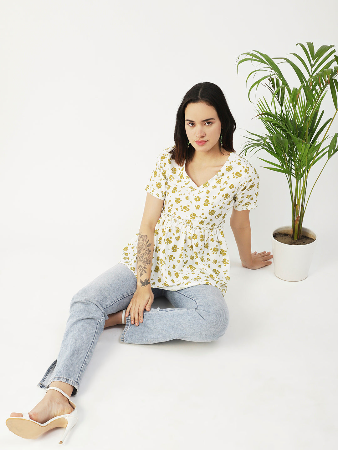 V-Neck Flared Summer Top