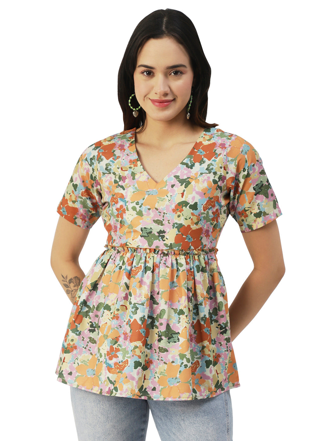 V-Neck Flared Summer Top