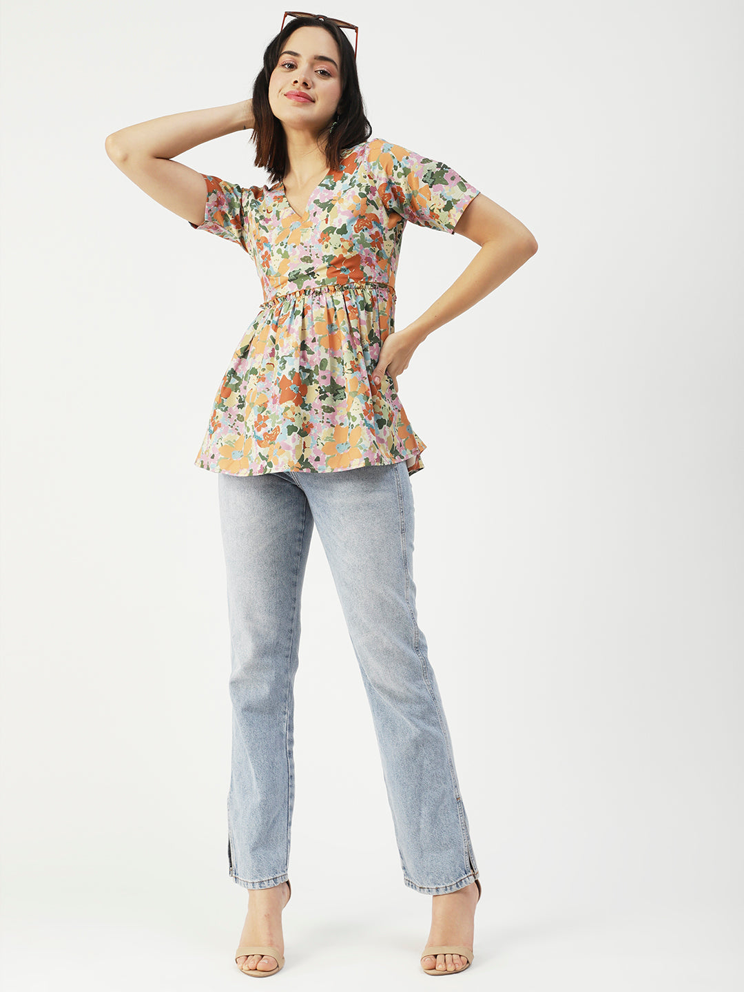V-Neck Flared Summer Top