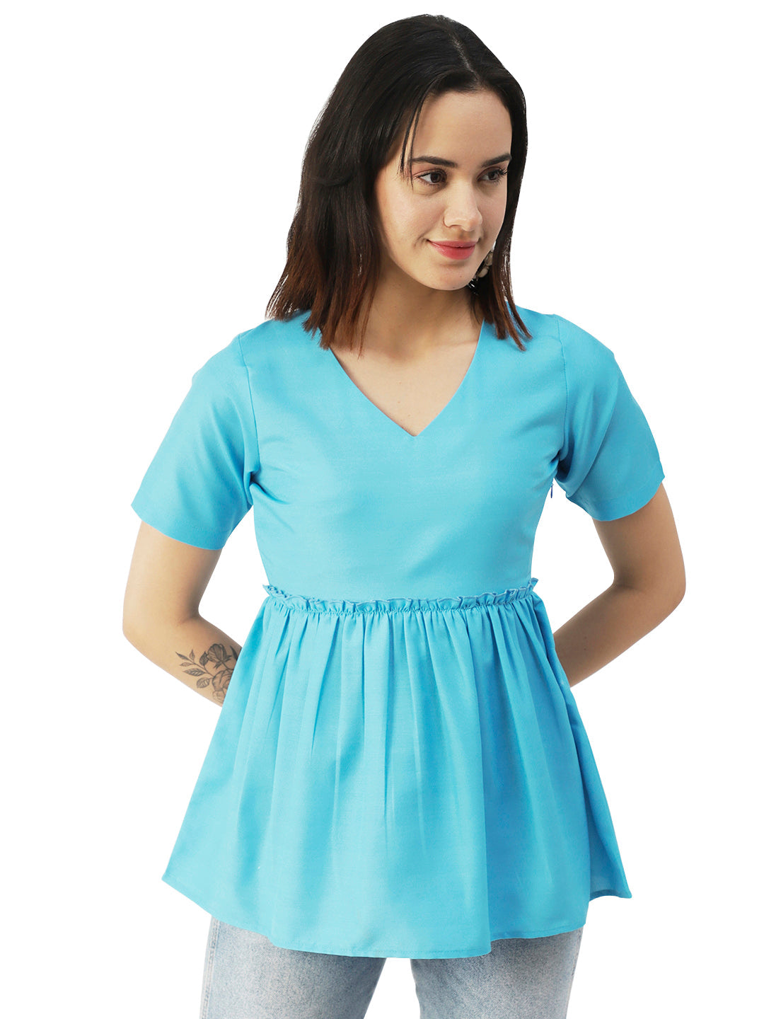 V-Neck Flared Summer Top