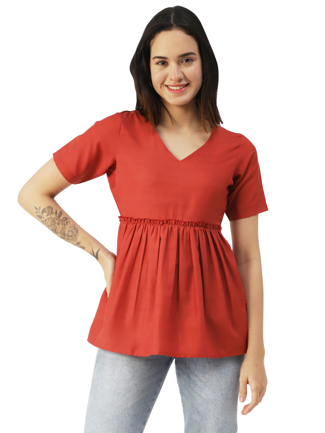 V-Neck Flared Summer Top