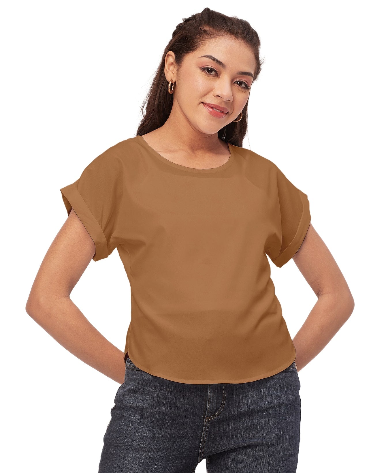 Solid Short Sleeve Crepe