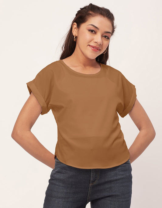 Solid Short Sleeve Crepe